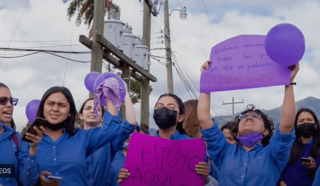 La manifestación de las estudiantes.