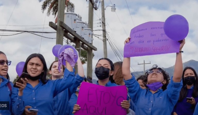 La manifestación de las estudiantes.