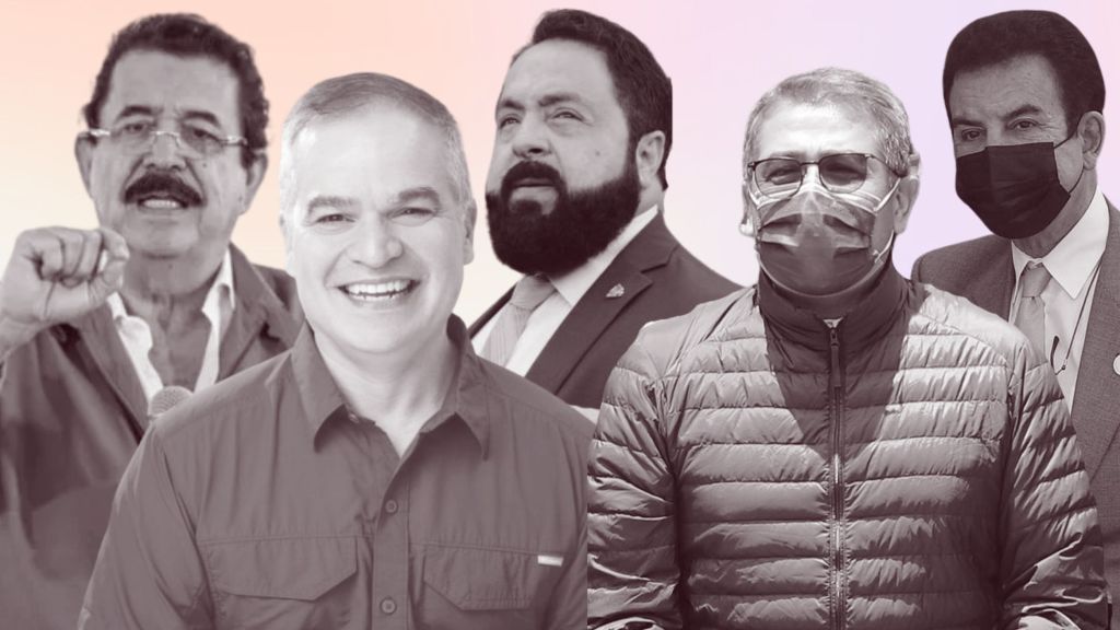 Mel Zelaya, Yani Rosethal, Luis Redondo, Juan Orlando Hernández y Salvador Nasralla.